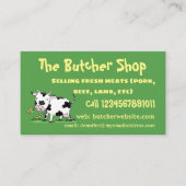 かわいい牛の緑のフィールド漫画イラストレーション 名刺 (正面)