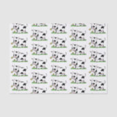 かわいい牛の緑のフィールド漫画イラストレーション 薄葉紙 (正面)