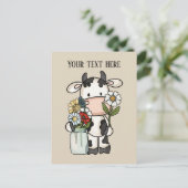 かわいい牛の花にメッセージを追加 ポストカード (スタンド正面)