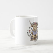 かわいい牛の花柄本スタックヴィンテージ コーヒーマグカップ (正面左)