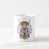 かわいい牛の花柄本スタックヴィンテージ コーヒーマグカップ (中央)