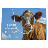 かわいい牛の話し合いは君の誕生日 ラージペーパーバッグ (裏面)