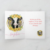 かわいい牛の誕生日カード カード (内部)