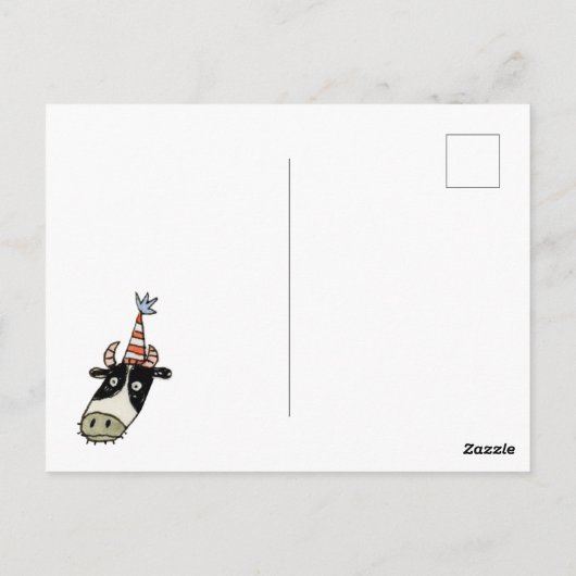 かわいい牛の誕生日カード ポストカード (裏面)