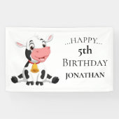かわいい牛の誕生日パーティー 横断幕 (横)