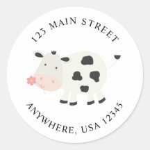 かわいい牛の誕生日差出人住所ラベル