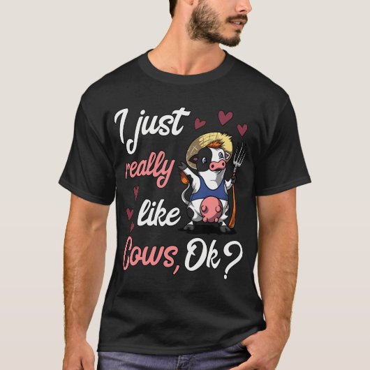 かわいい牛の農場の動物 Tシャツ (正面)