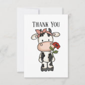 かわいい牛の追加メッセージ サンキューカード (正面)