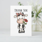 かわいい牛の追加メッセージ サンキューカード (スタンド正面)