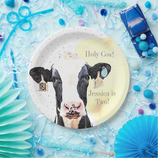 かわいい牛の野生動物イエロー2nd誕生日パーティー ペーパープレート (パーティー)
