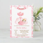 かわいい牛の雲バルーン赤ちゃんシャワー招待状 招待状 (スタンド正面)