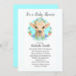 かわいい牛の青い男の子フローラ赤ちゃんシャワー 招待状