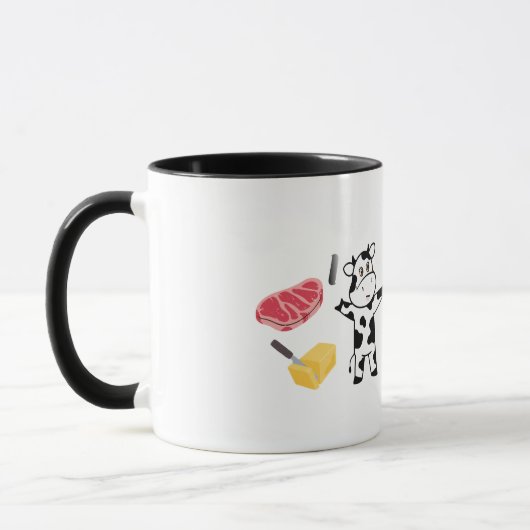 かわいい牛の面白いマグカップでミルクを作る マグカップ (左)