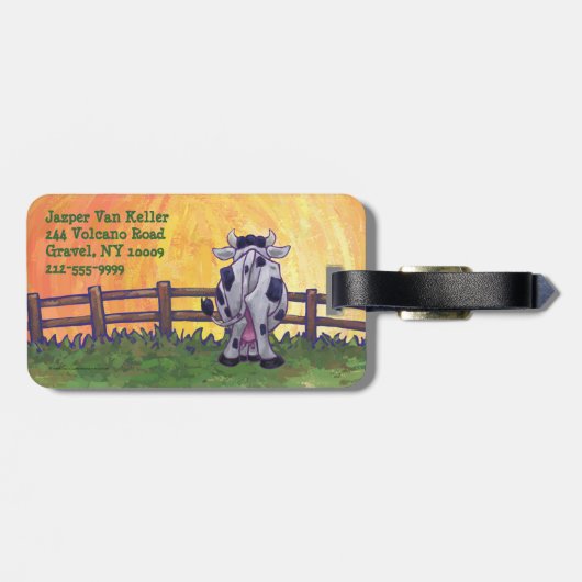 かわいい牛の頭と尾の荷物タグ ラゲッジタグ (裏面横)