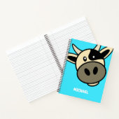 かわいい牛の頭 |漫画シンプル名モノグラムブルー ノートブック (内部)