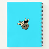 かわいい牛の頭 |漫画シンプル名モノグラムブルー ノートブック (裏面)