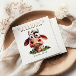 かわいい牛の飼育動物2nd誕生日パーティー スタンダードカクテルナプキン