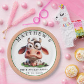 かわいい牛の飼育動物2nd誕生日パーティー ペーパープレート (パーティー)