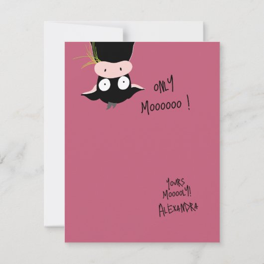 かわいい牛の駄洒落「Only Moooooo」 ノートカード (裏面)