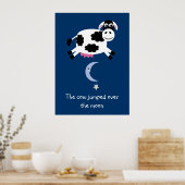 かわいい牛は月のポスターを飛び越えた ポスター (キッチン)