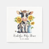かわいい牛ひまわりシンプル花モダン農園ベイビーシャワー スタンダードカクテルナプキン (正面)