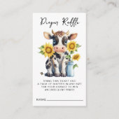 かわいい牛ひまわりファームおむつラッフルベビーシャワー エンクロージャーカード (正面)