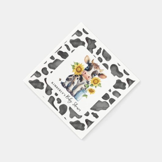 かわいい牛ひまわりファーム動物ふくらはぎ赤ちゃんシャワー スタンダードカクテルナプキン (角)