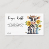 かわいい牛ひまわりファーム赤ちゃんシャワーおむつラッフル エンクロージャーカード (正面)