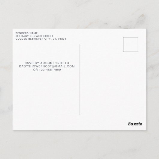 かわいい牛ひまわりファーム赤ちゃんシャワー招待状 ポストカード (裏面)