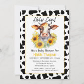 かわいい牛ひまわりファーム赤ちゃんシャワー招待状 招待状 (正面)