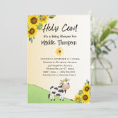かわいい牛ひまわりファーム赤ちゃんシャワー 招待状 (スタンド正面)