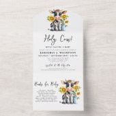 かわいい牛ひまわりモダン花シンプル農園ベイビーシャワー オールインワン招待状 (内側)