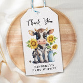 かわいい牛ひまわりモダン花シンプル農園ベイビーシャワー ギフトタグ