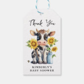 かわいい牛ひまわりモダン花シンプル農園ベイビーシャワー ギフトタグ (裏面)