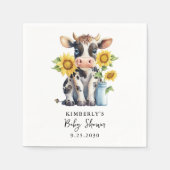 かわいい牛ひまわりモダン花シンプル農園ベイビーシャワー スタンダードカクテルナプキン (正面)