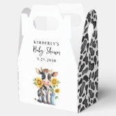 かわいい牛ひまわりモダン花シンプル農園ベイビーシャワー フェイバーボックス (オープン)