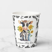 かわいい牛ひまわりモダン花シンプル農園ベイビーシャワー 紙コップ (裏面)