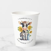 かわいい牛ひまわりモダン花シンプル農園ベイビーシャワー 紙コップ (正面)
