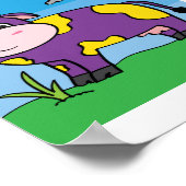 かわいい牛イラストレーションキッズファーム動物アートポスター ポスター (角)