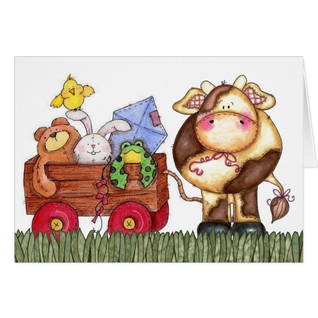 かわいい牛カード (正面横)