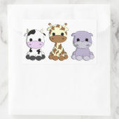 かわいい牛キリンのカバの漫画はステッカーをからかいます 長方形シール (バッグ)