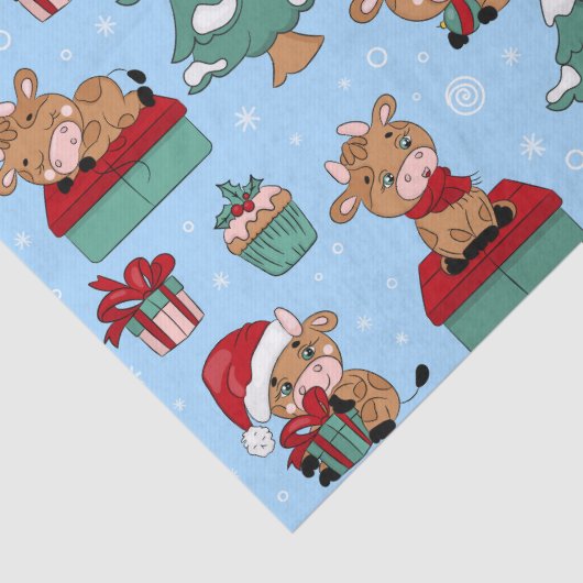 かわいい牛クリスマスホリデーズウィンターパターモダンン 薄葉紙 (詳細)