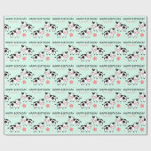 かわいい牛スターキッズネームグリーン誕生日 ラッピングペーパー (フラット)