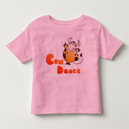 かわいい牛ダンサーのTシャツ|のかわいい踊り牛Tシャツ トドラーTシャツ (正面)