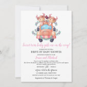 かわいい牛ツインガールズベビーシャワー通り 招待状 (正面)