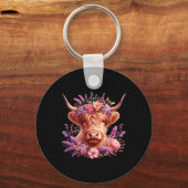 かわいい牛バイバイバレンタインラブラブ キーホルダー (正面)