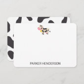 かわいい牛パーソナライズされたの子ども文房具セット サンキューカード (正面/裏面)