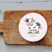 かわいい牛ピンクのコースター ラウンドペーパーコースター