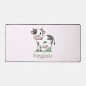 かわいい牛ピンクのデスクマット デスクマット (正面)