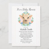 かわいい牛ピンクの女の子フローラ赤ちゃんシャワー 招待状 (正面)